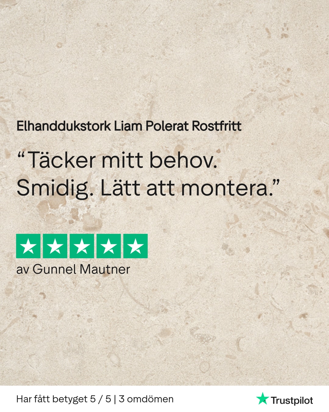 Elhanddukstork Liam Polerat Rostfritt